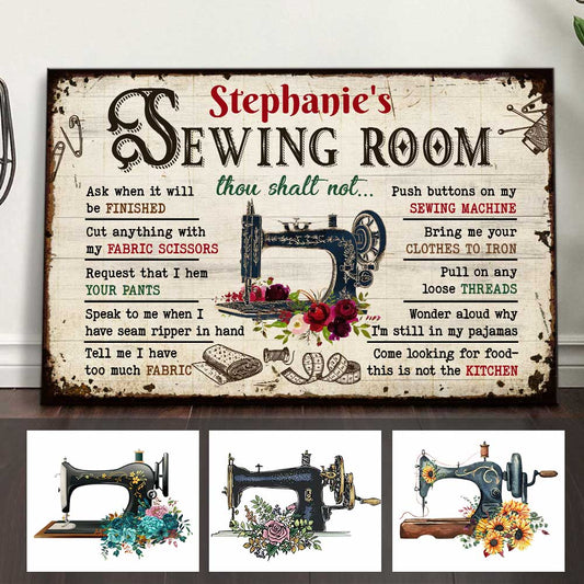Personalized Sewing Room Rules Poster / Canvas - Custom Wall Art Decor