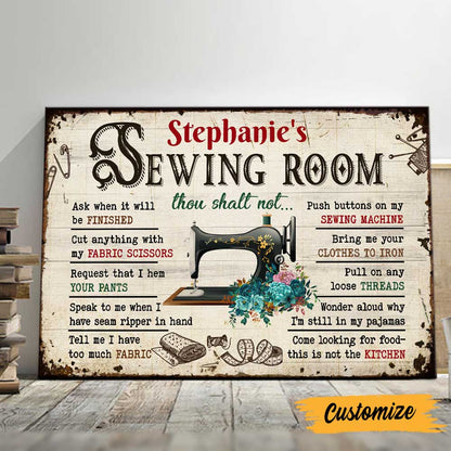 Personalized Sewing Room Rules Poster / Canvas - Custom Wall Art Decor