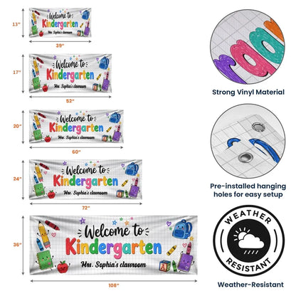 Personalized Welcome To Kindergarten Vinyl Banner