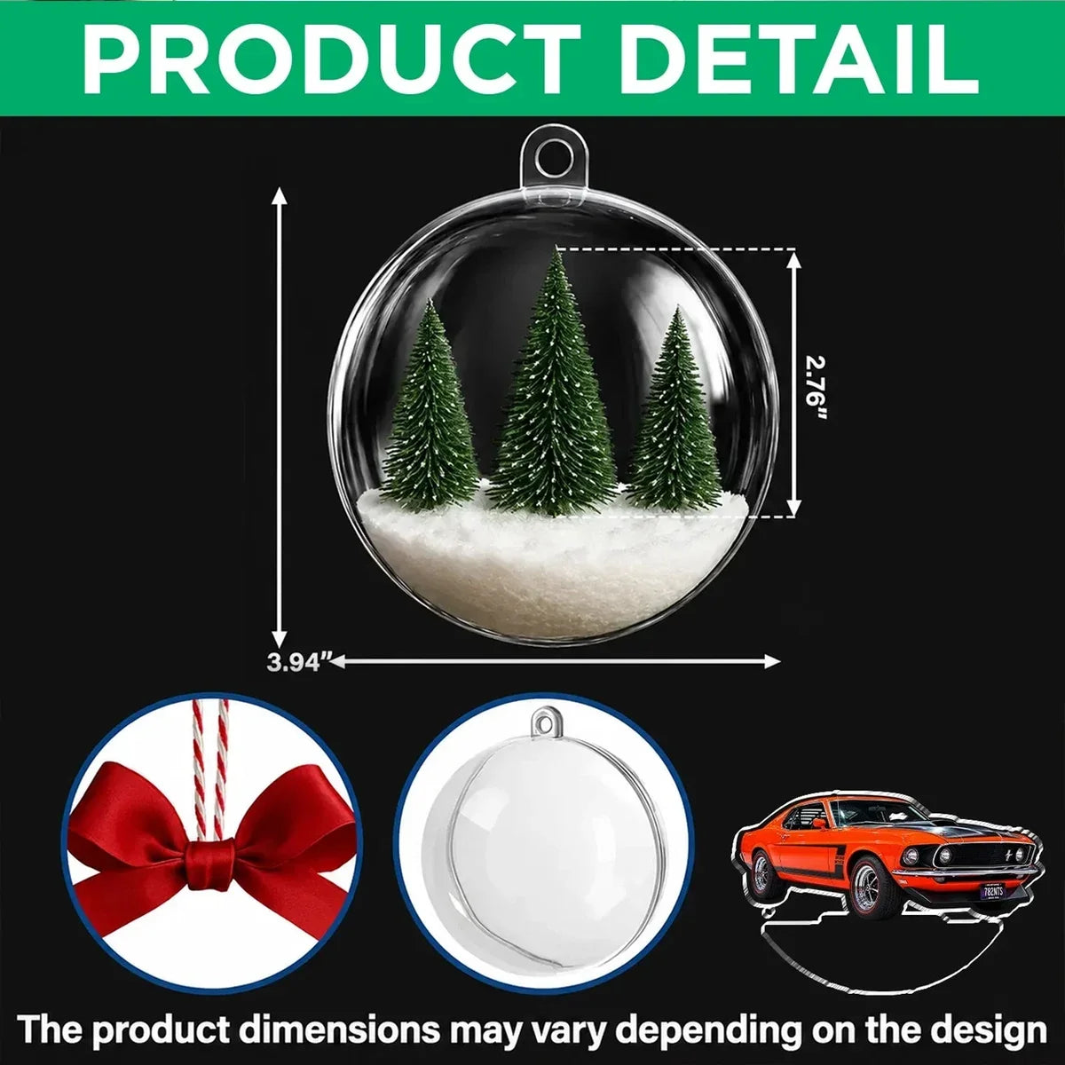Acrylic Snow Globe Ornament, Personalized Classic Car Winter Scene, Creative Keepsake Gift for Car Lovers