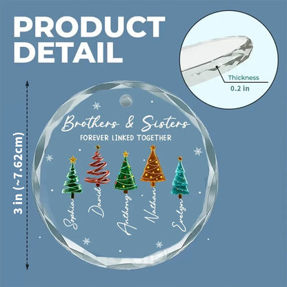 Personalized Sibling Bond Snowy Tree Crystal Ornament