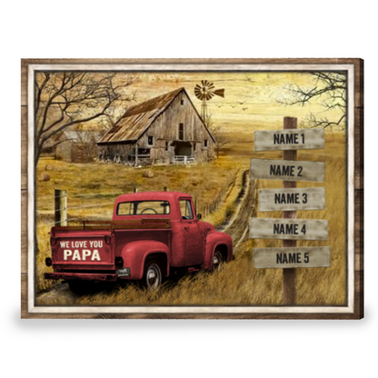 Personalized Vintage Truck Canvas / Poster - Custom Name Gift for Dad