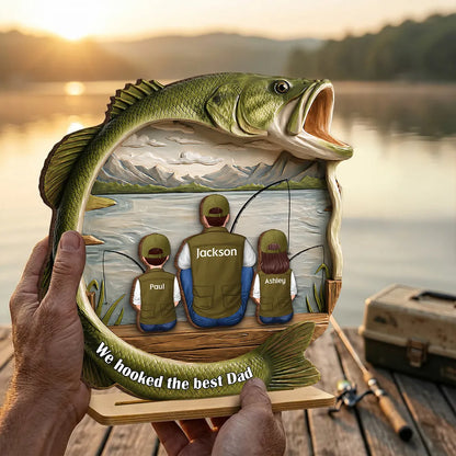 Personalized Best Catch Ever Dad Fishing Wooden Plaque