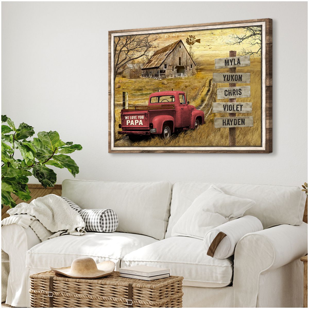Personalized Vintage Truck Canvas / Poster - Custom Name Gift for Dad