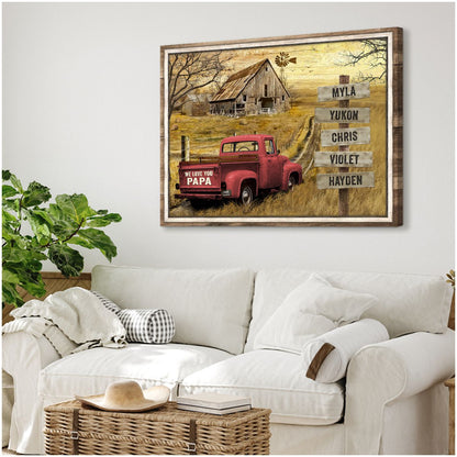 Personalized Vintage Truck Canvas / Poster - Custom Name Gift for Dad