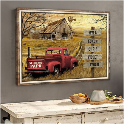 Personalized Vintage Truck Canvas / Poster - Custom Name Gift for Dad