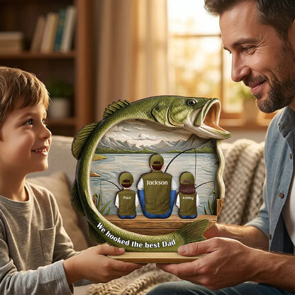 Personalized Best Catch Ever Dad Fishing Wooden Plaque