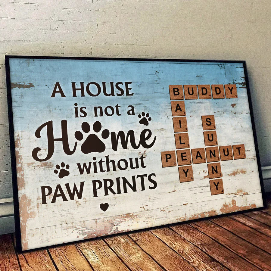 Personalized Paw Prints Pet Name Poster