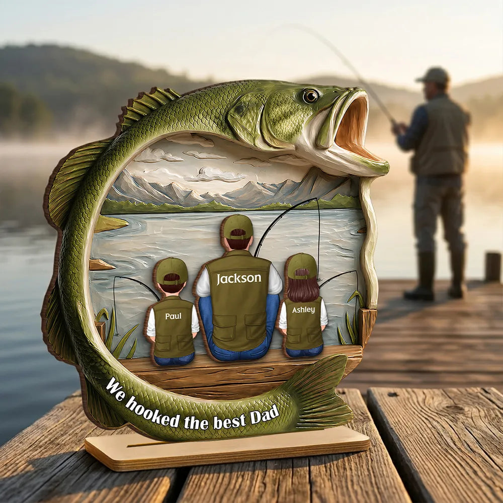 Personalized Best Catch Ever Dad Fishing Wooden Plaque