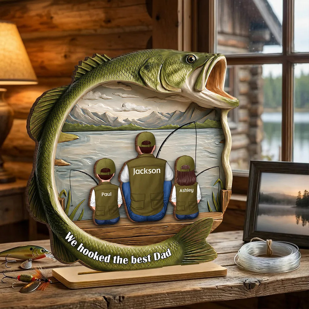 Personalized Best Catch Ever Dad Fishing Wooden Plaque