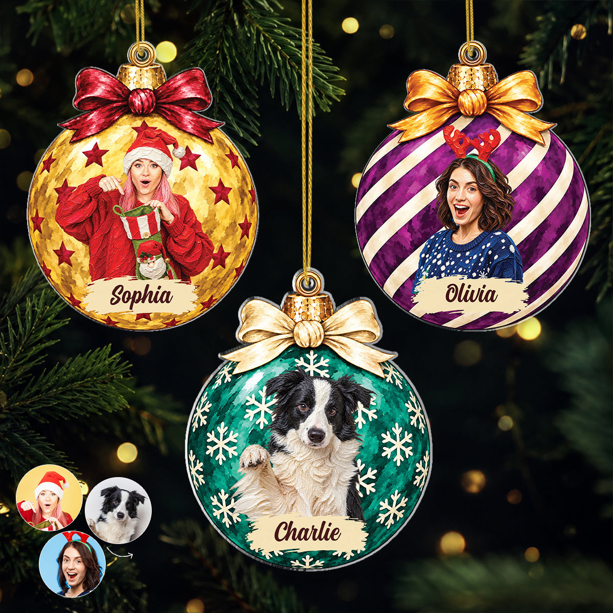 Personalised Pet Lover Gifts - AI Pet Photo Christmas Acrylic Ornament