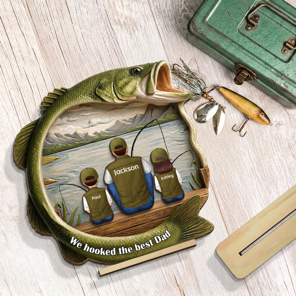 Personalized Best Catch Ever Dad Fishing Wooden Plaque