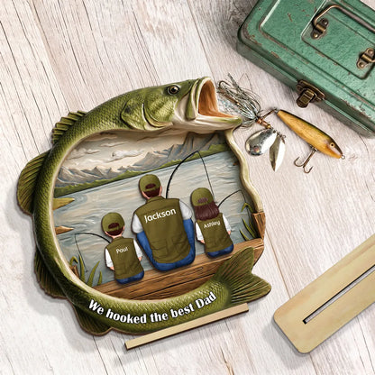 Personalized Best Catch Ever Dad Fishing Wooden Plaque