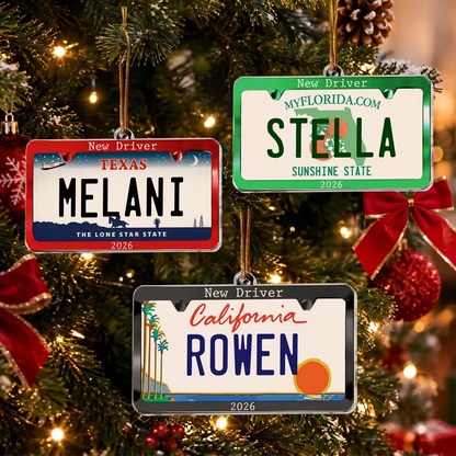 New Driver Acrylic Ornament, Personalized Car Plate Keepsake for Christmas Tree, Creative Gift for Teen Driver