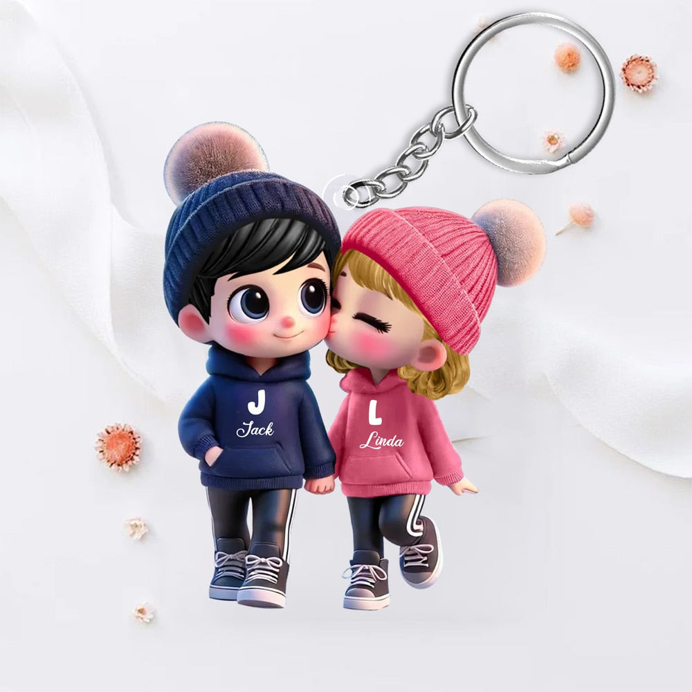 Personalized Kissing Couple Name Car Hanger