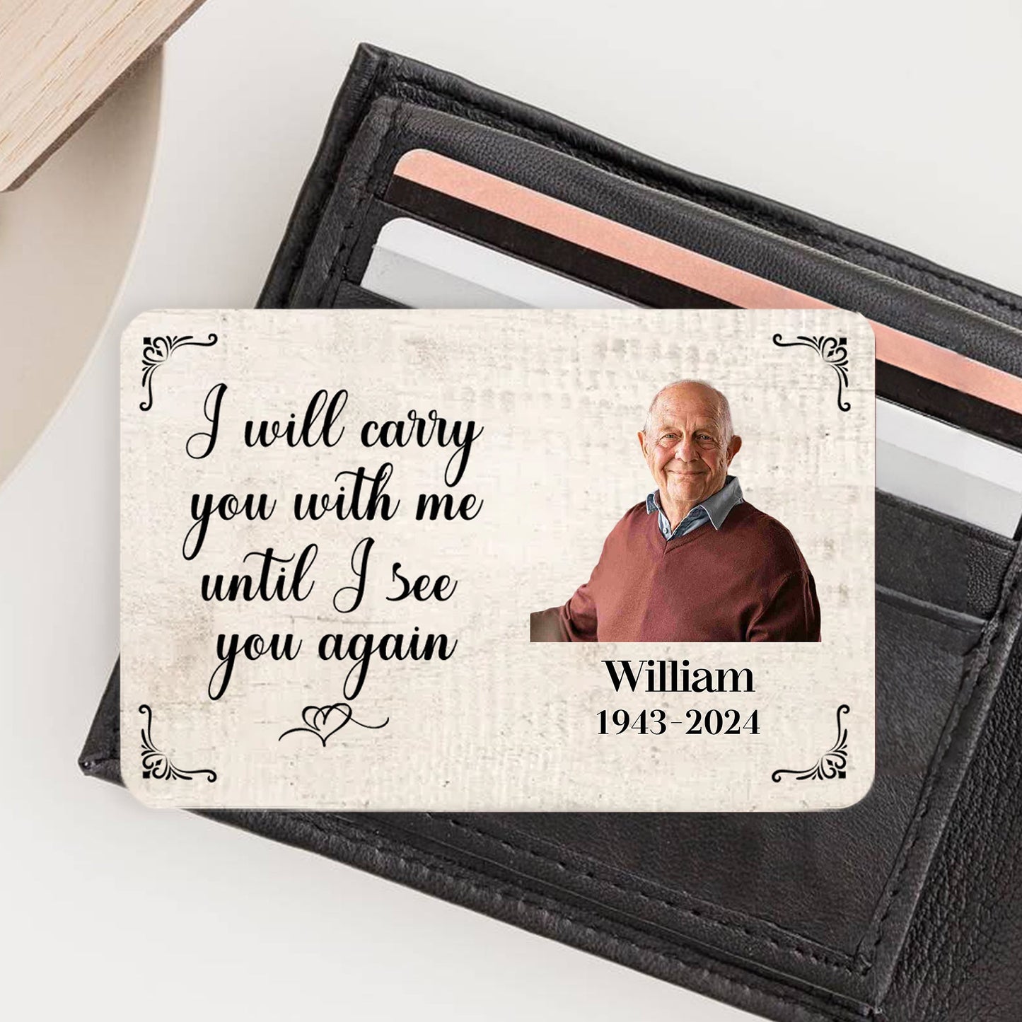 Personalized Carry You With Me Memorial Wallet Card