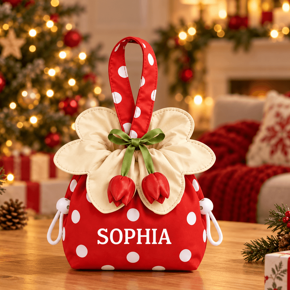 Personalized Embroidered Flower Drawstring Bag