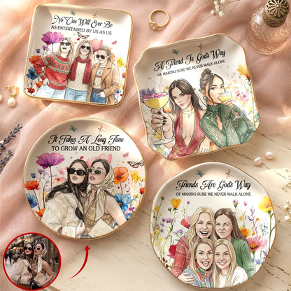 Personalized Friendship Watercolor Floral Jewelry Dish