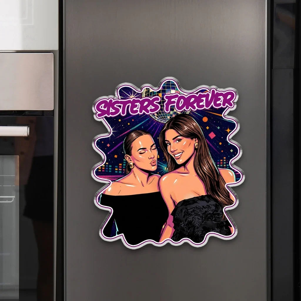 Personalized Besties Forever Cartoon Friends Acrylic Magnet