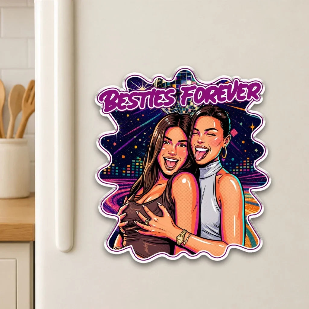 Personalized Besties Forever Cartoon Friends Acrylic Magnet