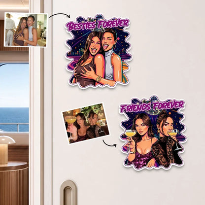Personalized Besties Forever Cartoon Friends Acrylic Magnet