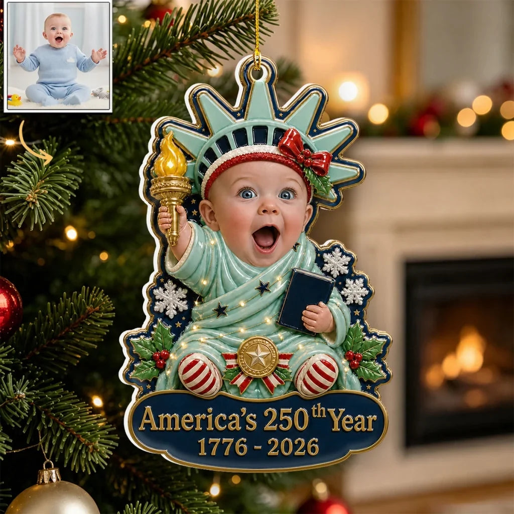 Custom Acrylic Ornament, Baby Holding a Torch as Ornament