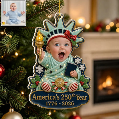 Custom Acrylic Ornament, Baby Holding a Torch as Ornament
