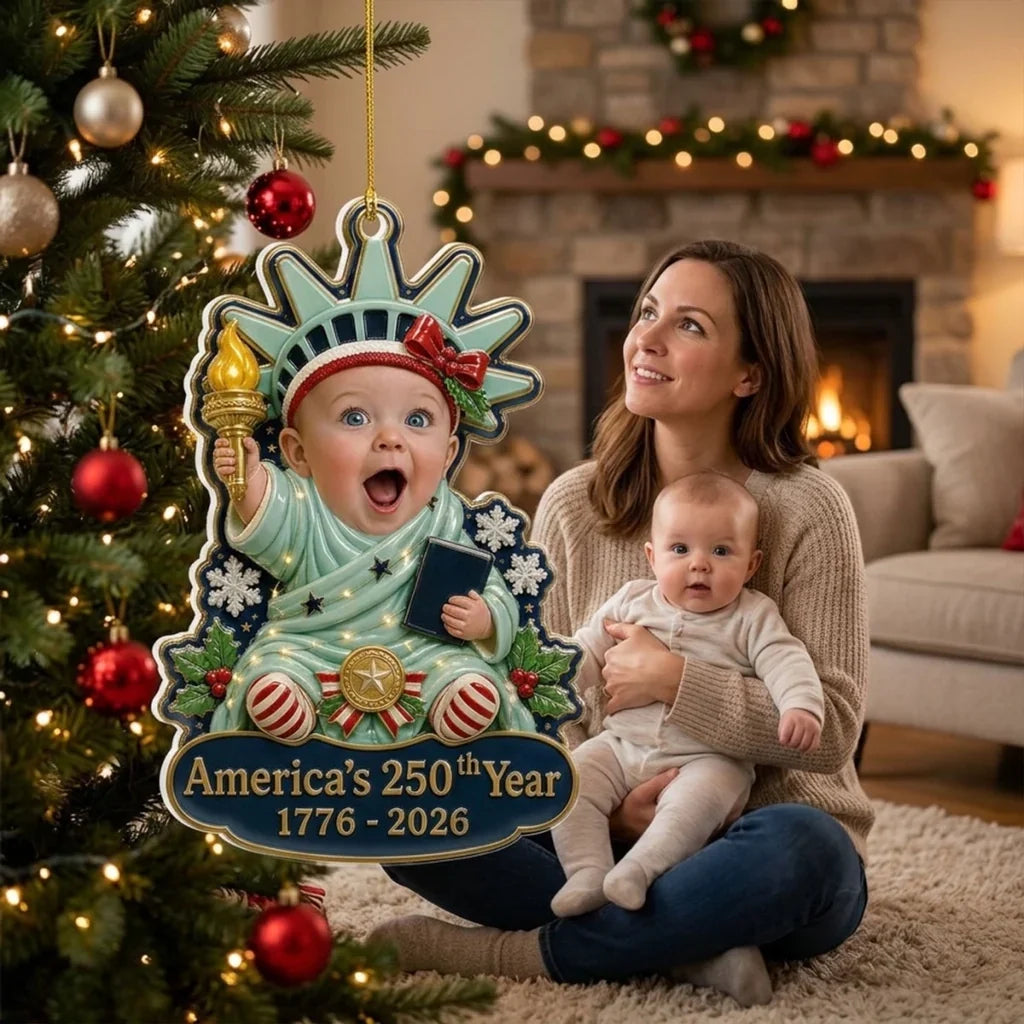Custom Acrylic Ornament, Baby Holding a Torch as Ornament