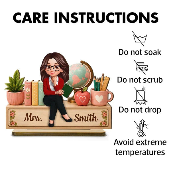 Personalized Teacher Books And Globe Wooden Plaque