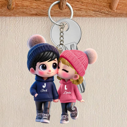 Personalized Kissing Couple Name Car Hanger