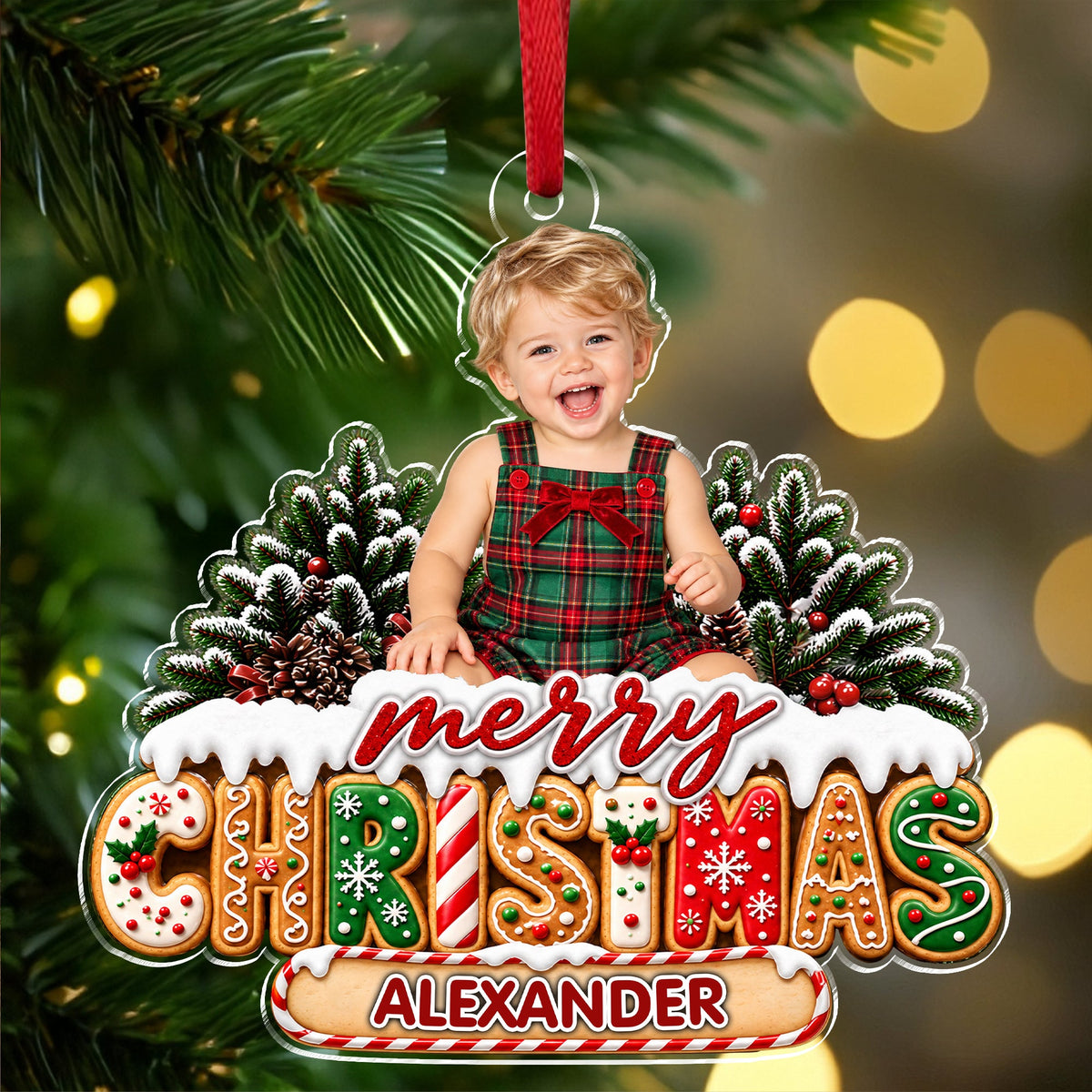 Personalized Custom Kid Photo Christmas Acrylic Ornament