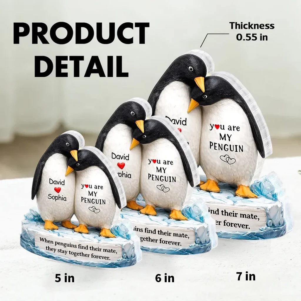Personalized You Are My Penguin Couple Plaque