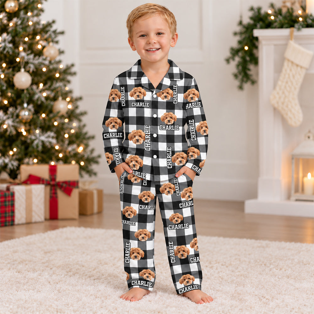 Personalized Dog Cat Photo Names Kids Pajama Set