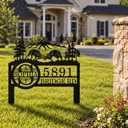 Personalized Deer Mountain Metal Garden Stake