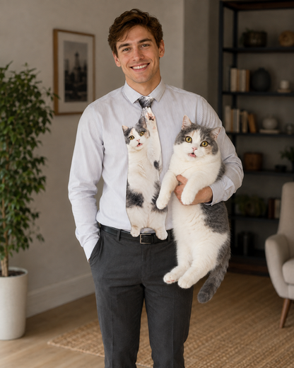 Custom Pet Necktie – Personalized Full Body Cat & Dog Tie from Photo