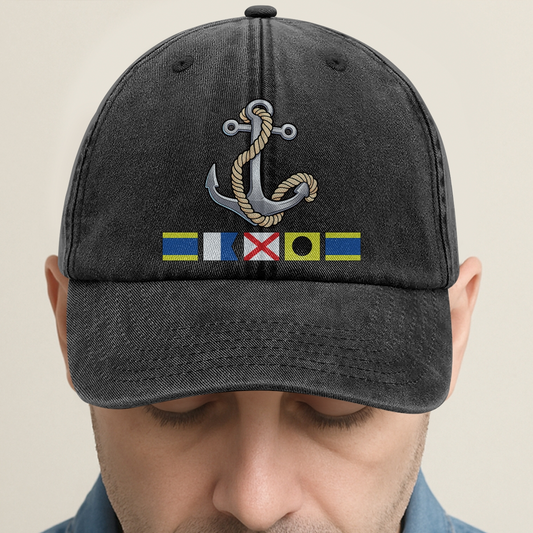 Personalized Nautical Flag Anchor Denim Cap