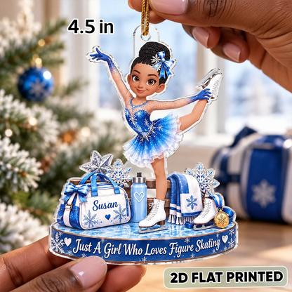Personalized Girl Who Loves Figure Skating Ornament