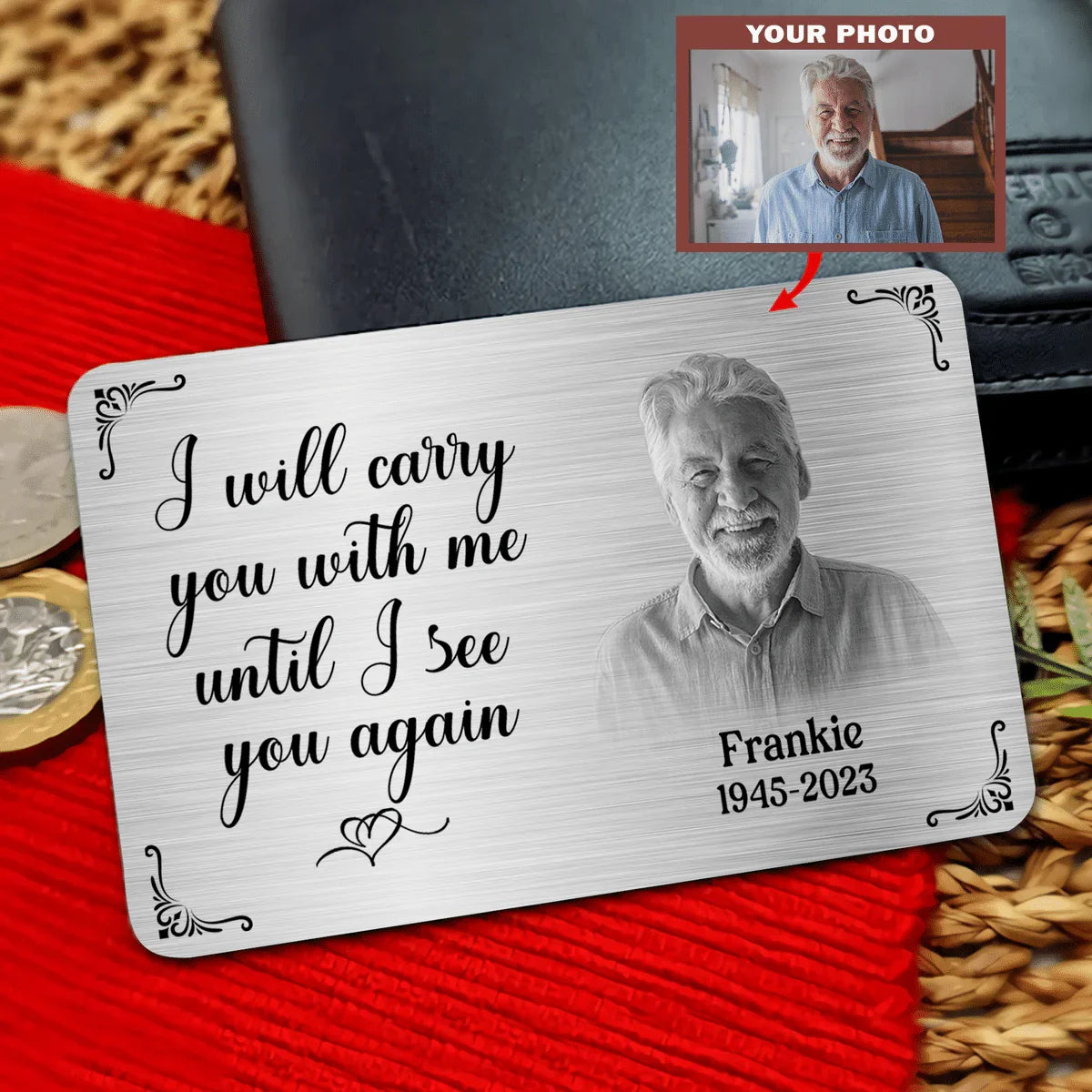 Personalized Carry You With Me Memorial Wallet Card