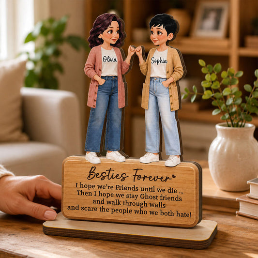 Personalized Pinky Promise Friends Forever 2-Layer Wooden Plaque