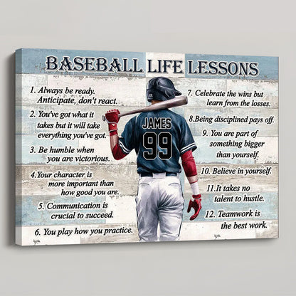 Personalized Baseball Life Lessons Poster and Canvas