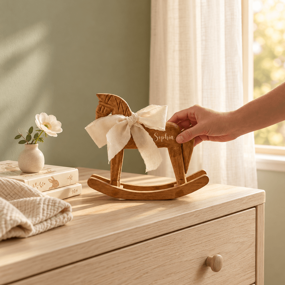 Personalized Wooden Rocking Horse Nursery Decor