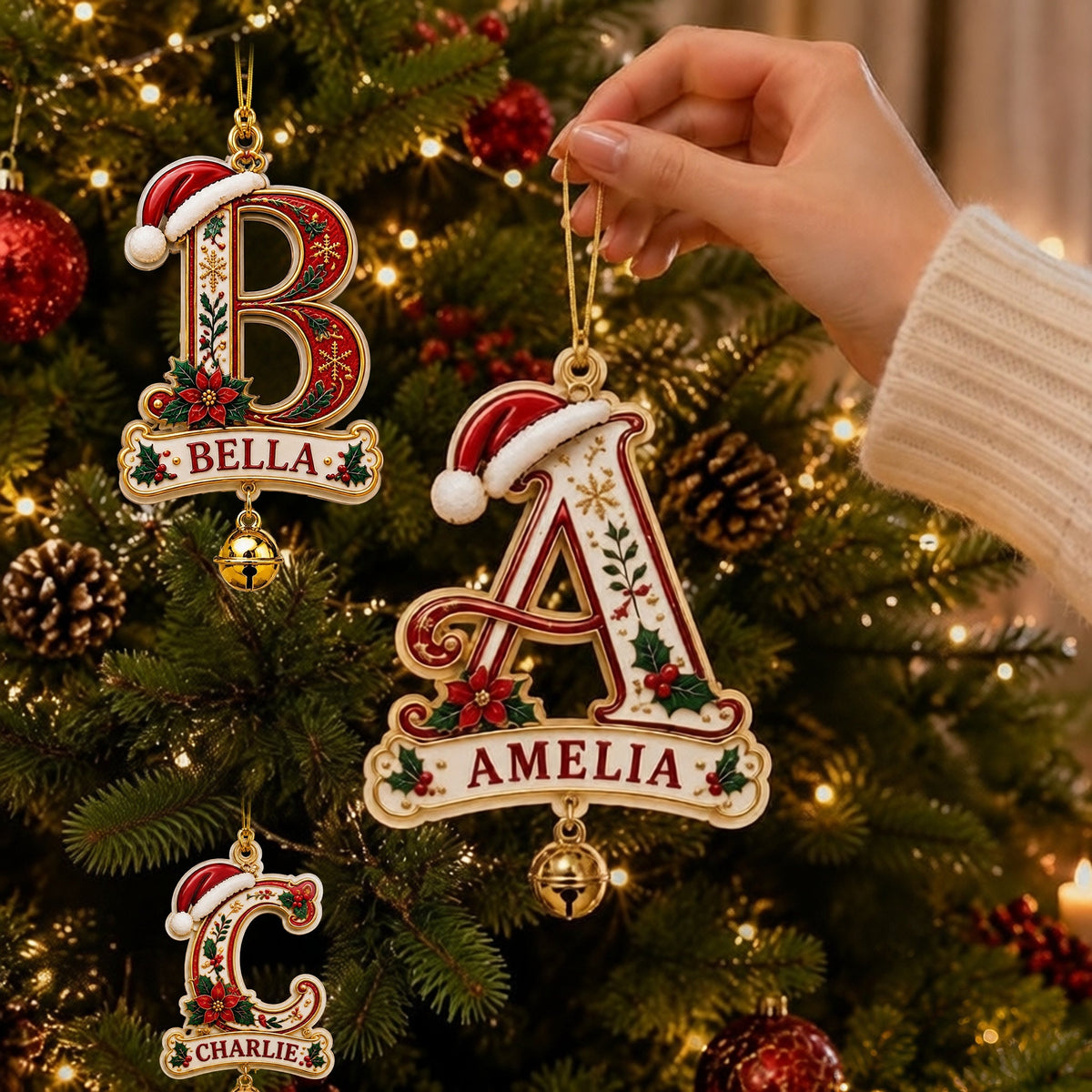 Personalized Christmas Initial Ornament – Custom Name Keepsake