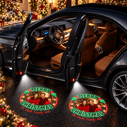 Personalized Christmas Family Photo Car Door Projector Lights