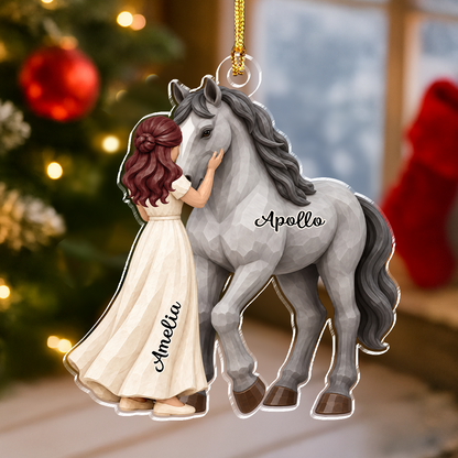 Personalized Girl and Horse Christmas Acrylic Ornament