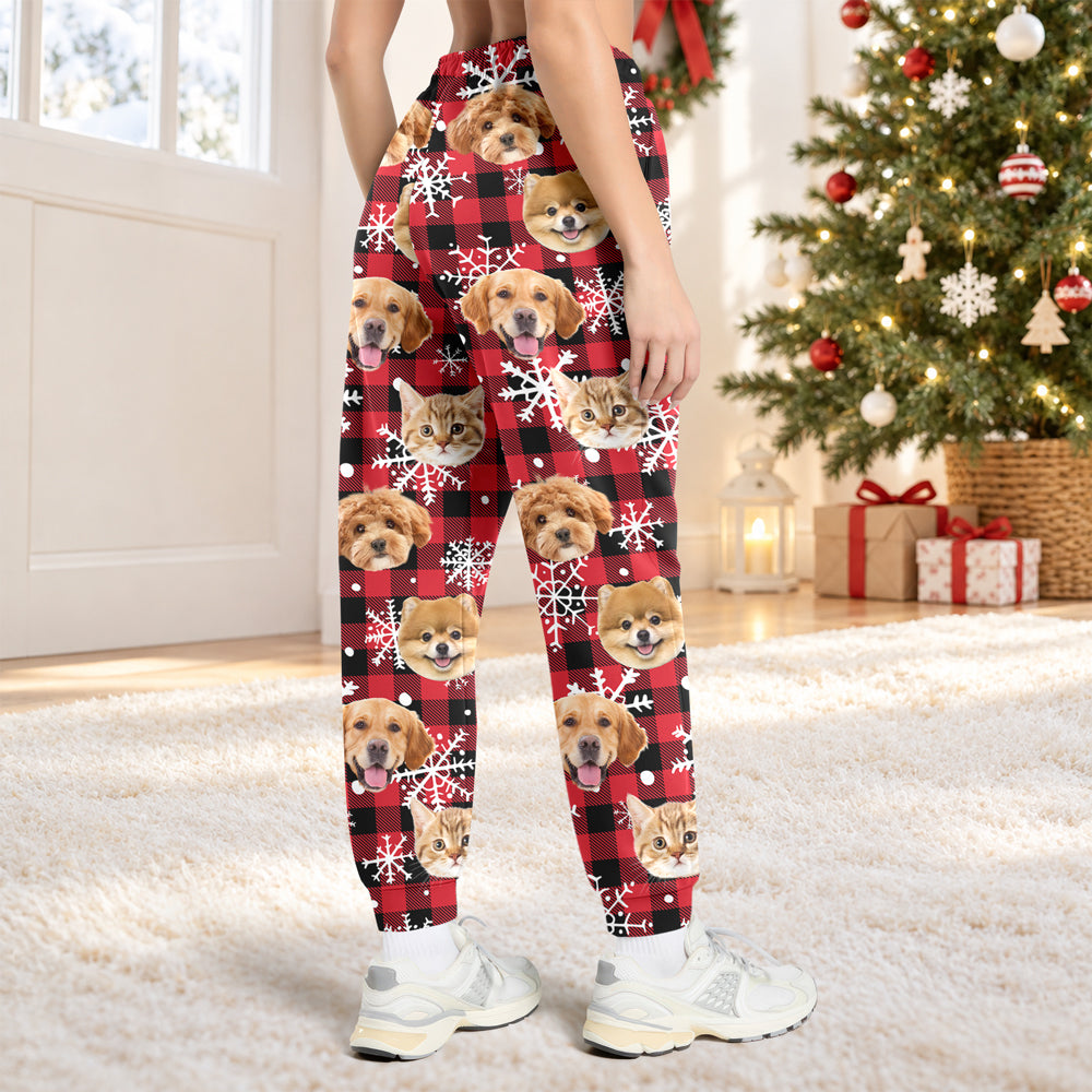 Personalized Pet Photo Christmas Pattern Sweatpants