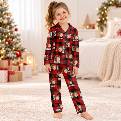 Personalized Dog Cat Photo Names Kids Pajama Set