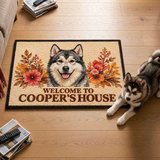 Standard Doormat with Personalized Dog Welcome Design, Creative Gift for Dog Lovers and a Warm Entryway