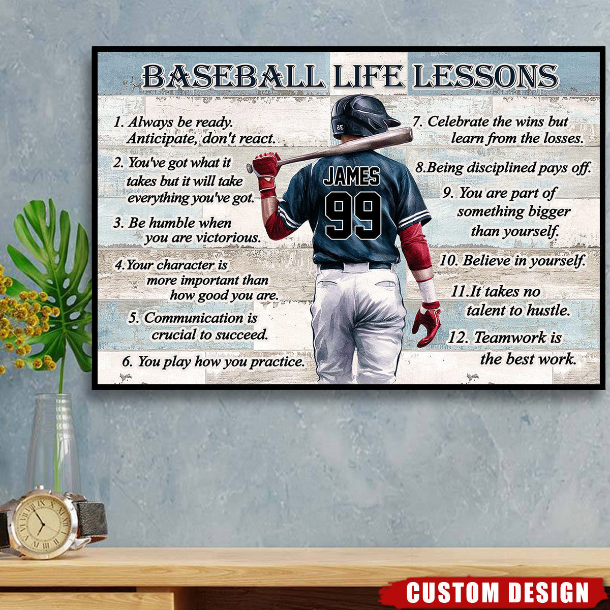 Personalized Baseball Life Lessons Poster and Canvas