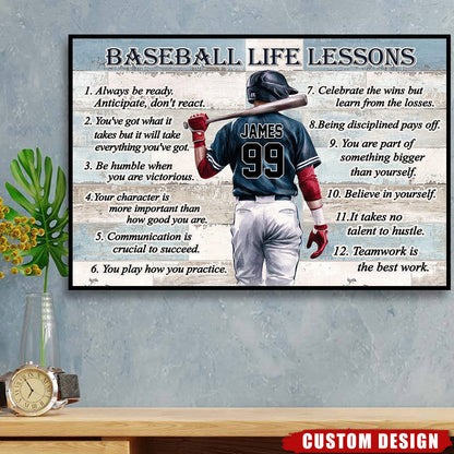 Personalized Baseball Life Lessons Poster and Canvas