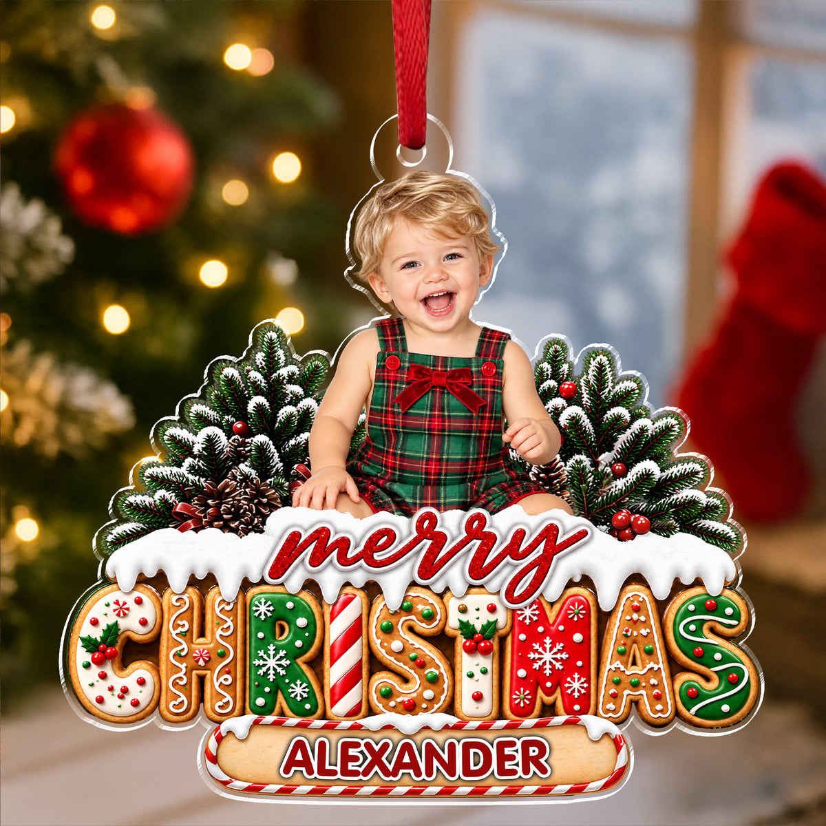 Personalized Custom Kid Photo Christmas Acrylic Ornament